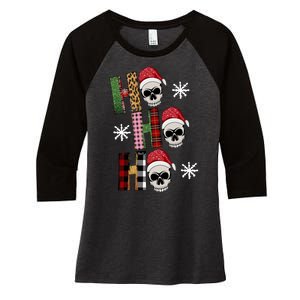 Ho Ho Ho Santa XMas Skulls Women's Tri-Blend 3/4-Sleeve Raglan Shirt