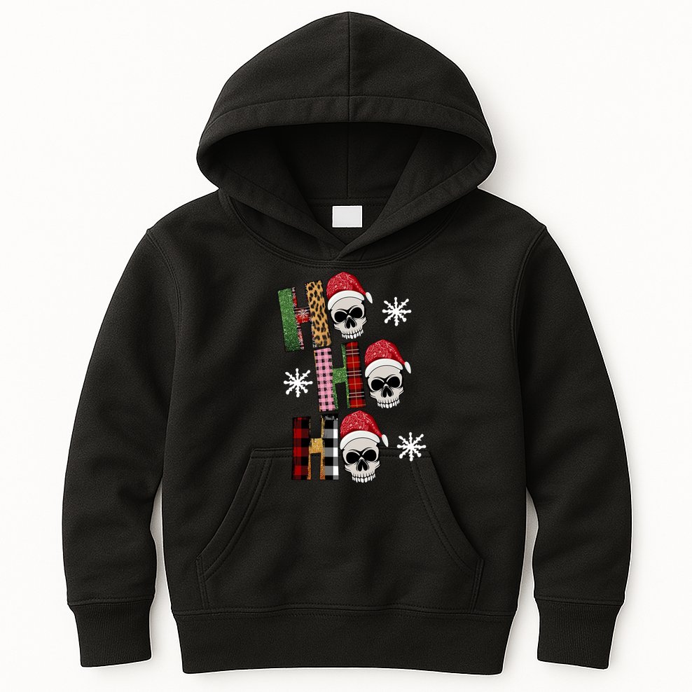 Ho Ho Ho Santa XMas Skulls Kids Hoodie