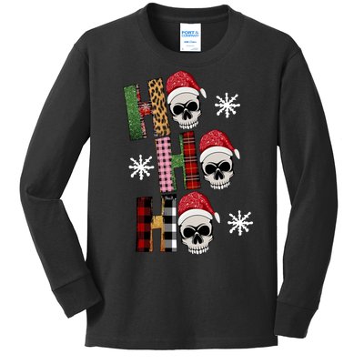 Ho Ho Ho Santa XMas Skulls Kids Long Sleeve Shirt