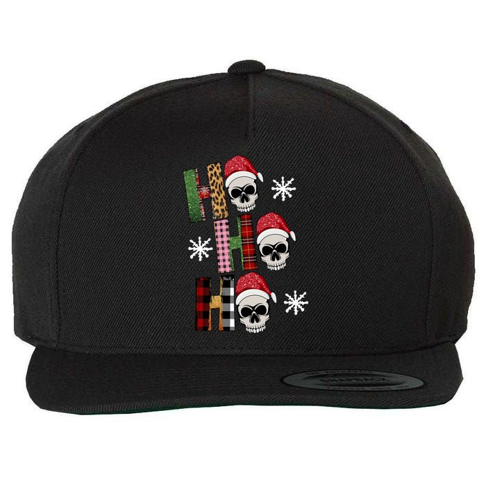 Ho Ho Ho Santa XMas Skulls Wool Snapback Cap