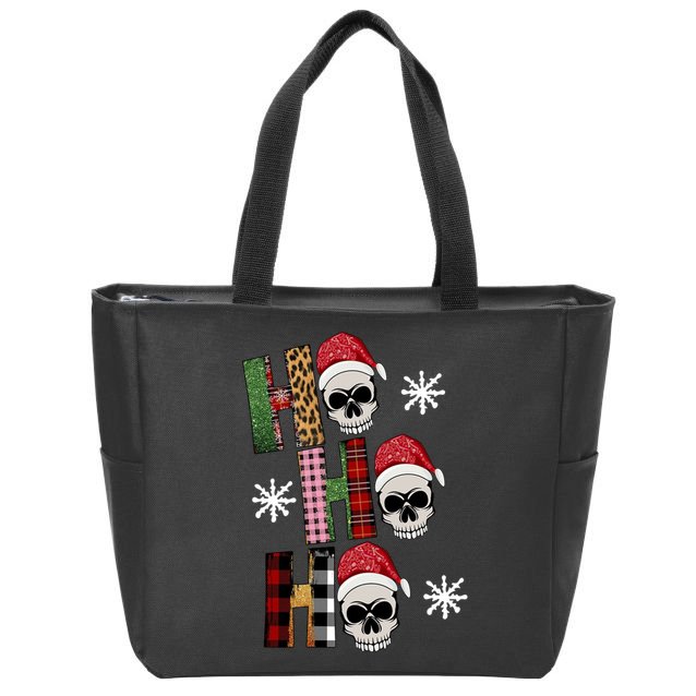 Ho Ho Ho Santa XMas Skulls Zip Tote Bag