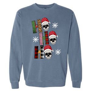 Ho Ho Ho Santa XMas Skulls Garment-Dyed Sweatshirt