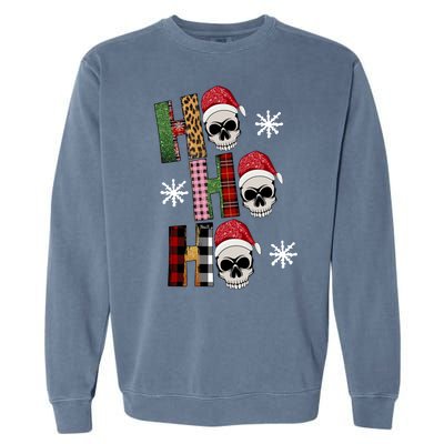 Ho Ho Ho Santa XMas Skulls Garment-Dyed Sweatshirt