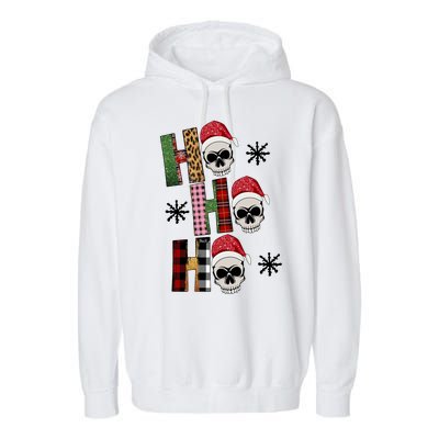 Ho Ho Ho Santa XMas Skulls Garment-Dyed Fleece Hoodie