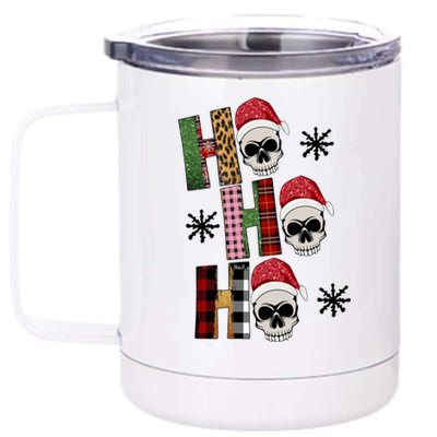 Ho Ho Ho Santa XMas Skulls 12 oz Stainless Steel Tumbler Cup