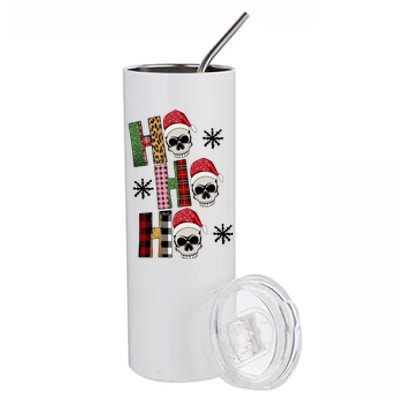 Ho Ho Ho Santa XMas Skulls Stainless Steel Tumbler