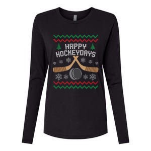 Happy Hockeydays Ice Hockey Player Ugly Christmas Sweater Gift Womens Cotton Relaxed Long Sleeve T-Shirt