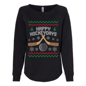 Happy Hockeydays Ice Hockey Player Ugly Christmas Sweater Gift Womens California Wash Sweatshirt