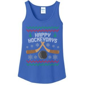 Happy Hockeydays Ice Hockey Player Ugly Christmas Sweater Gift Ladies Essential Tank