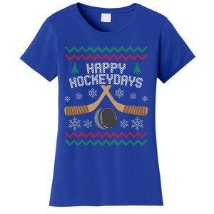 Happy Hockeydays Ice Hockey Player Ugly Christmas Sweater Gift Women's T-Shirt