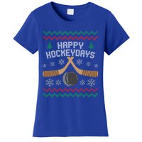 Happy Hockeydays Ice Hockey Player Ugly Christmas Sweater Gift Women's T-Shirt