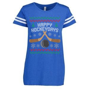 Happy Hockeydays Ice Hockey Player Ugly Christmas Sweater Gift Enza Ladies Jersey Football T-Shirt