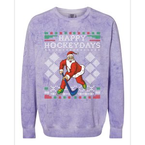 Happy Hockeydays Ice Hockey Player Ugly Christmas Sweater Gift Colorblast Crewneck Sweatshirt