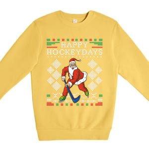 Happy Hockeydays Ice Hockey Player Ugly Christmas Sweater Gift Premium Crewneck Sweatshirt