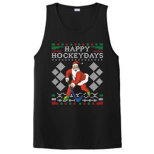 Happy Hockeydays Ice Hockey Player Ugly Christmas Sweater Gift PosiCharge Competitor Tank