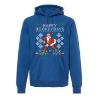 Happy Hockeydays Ice Hockey Player Ugly Christmas Sweater Gift Premium Hoodie