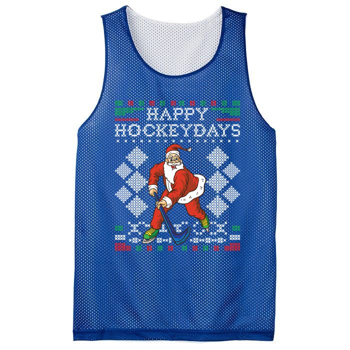 Happy Hockeydays Ice Hockey Player Ugly Christmas Sweater Gift Mesh Reversible Basketball Jersey Tank