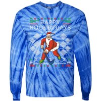 Happy Hockeydays Ice Hockey Player Ugly Christmas Sweater Gift Tie-Dye Long Sleeve Shirt