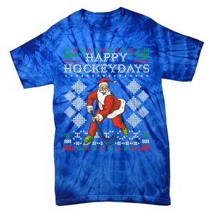 Happy Hockeydays Ice Hockey Player Ugly Christmas Sweater Gift Tie-Dye T-Shirt