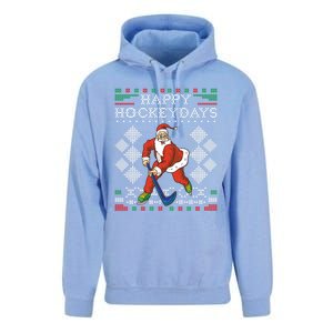 Happy Hockeydays Ice Hockey Player Ugly Christmas Sweater Gift Unisex Surf Hoodie