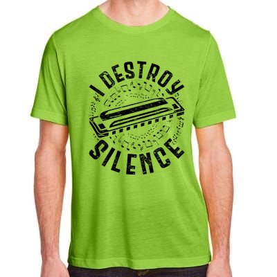 Harmonica Harmonicist I Destroy Silence Adult ChromaSoft Performance T-Shirt