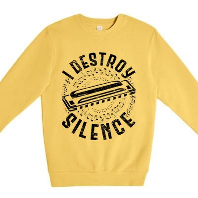 Harmonica Harmonicist I Destroy Silence Premium Crewneck Sweatshirt