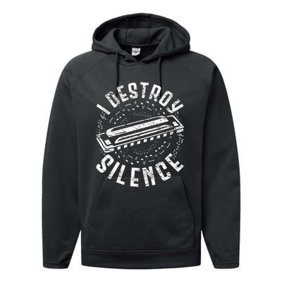 Harmonica Harmonicist I Destroy Silence Performance Fleece Hoodie