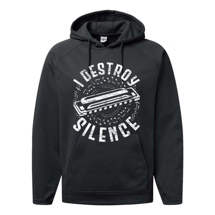 Harmonica Harmonicist I Destroy Silence Performance Fleece Hoodie