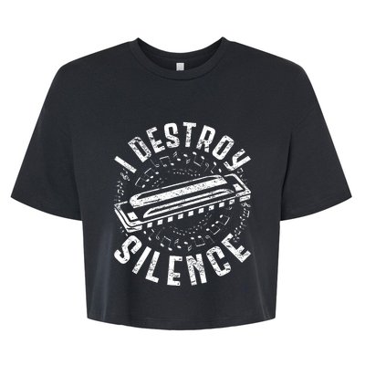 Harmonica Harmonicist I Destroy Silence Bella+Canvas Jersey Crop Tee