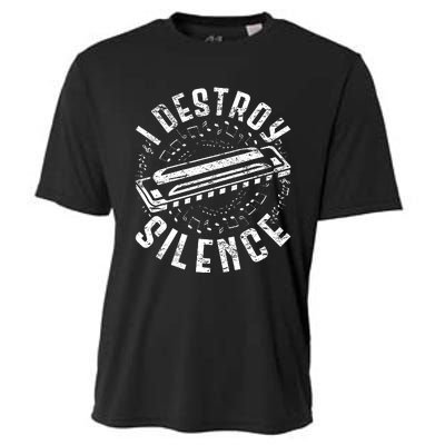 Harmonica Harmonicist I Destroy Silence Cooling Performance Crew T-Shirt