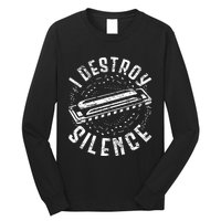 Harmonica Harmonicist I Destroy Silence Long Sleeve Shirt