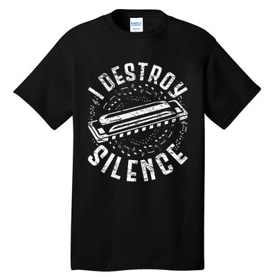 Harmonica Harmonicist I Destroy Silence Tall T-Shirt