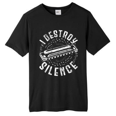 Harmonica Harmonicist I Destroy Silence Tall Fusion ChromaSoft Performance T-Shirt