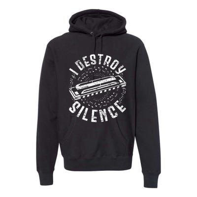 Harmonica Harmonicist I Destroy Silence Premium Hoodie