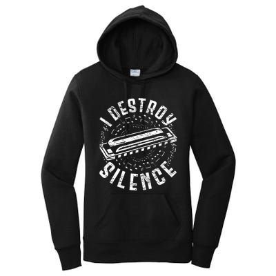 Harmonica Harmonicist I Destroy Silence Women's Pullover Hoodie