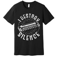 Harmonica Harmonicist I Destroy Silence Premium T-Shirt