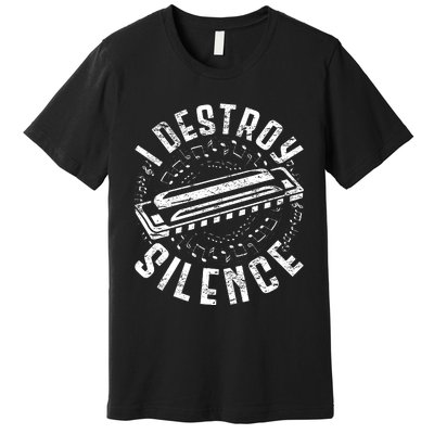 Harmonica Harmonicist I Destroy Silence Premium T-Shirt