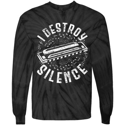 Harmonica Harmonicist I Destroy Silence Tie-Dye Long Sleeve Shirt