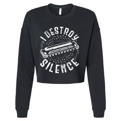 Harmonica Harmonicist I Destroy Silence Cropped Pullover Crew