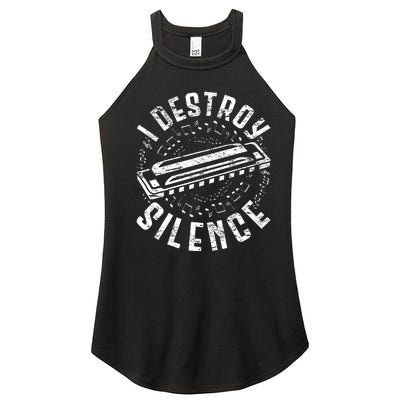 Harmonica Harmonicist I Destroy Silence Women’s Perfect Tri Rocker Tank