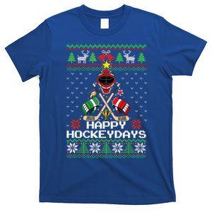 Happy Hockeydays Ice Hockey Player Ugly Christmas Gift T-Shirt