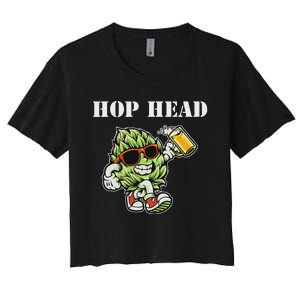 Hop Head Ipa Craft Beer Lover Bier Prost Cheers Women's Crop Top Tee