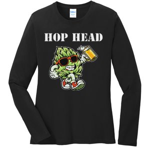 Hop Head Ipa Craft Beer Lover Bier Prost Cheers Ladies Long Sleeve Shirt