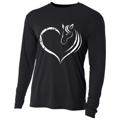 Horse Head Inside Heart Women Ladies Girls Teens Kids Gift Cool Gift Cooling Performance Long Sleeve Crew