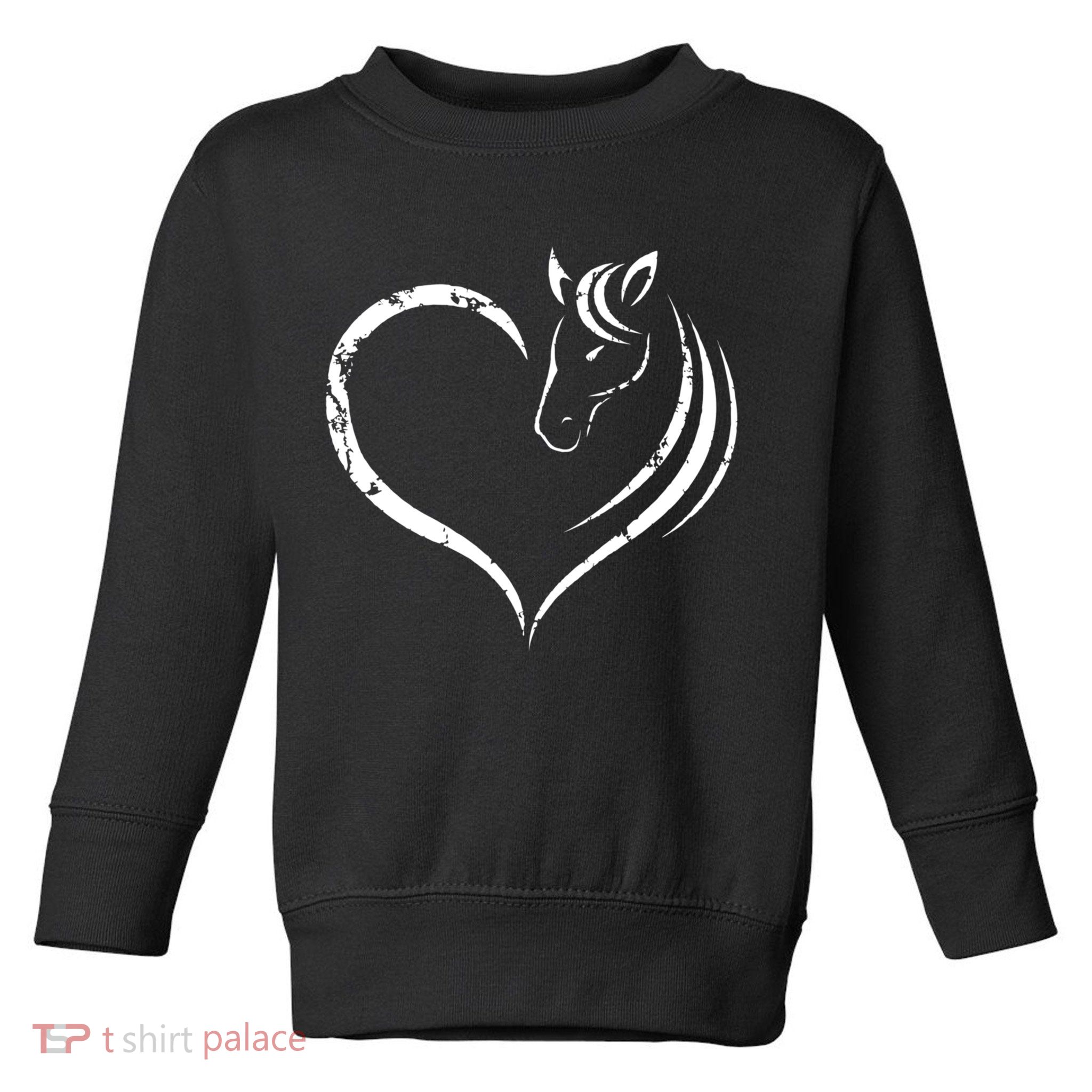 Horse Head Inside Heart Women Ladies Girls Teens Kids Gift Cool Gift Toddler Sweatshirt