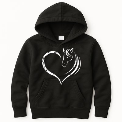 Horse Head Inside Heart Women Ladies Girls Teens Kids Gift Cool Gift Kids Hoodie