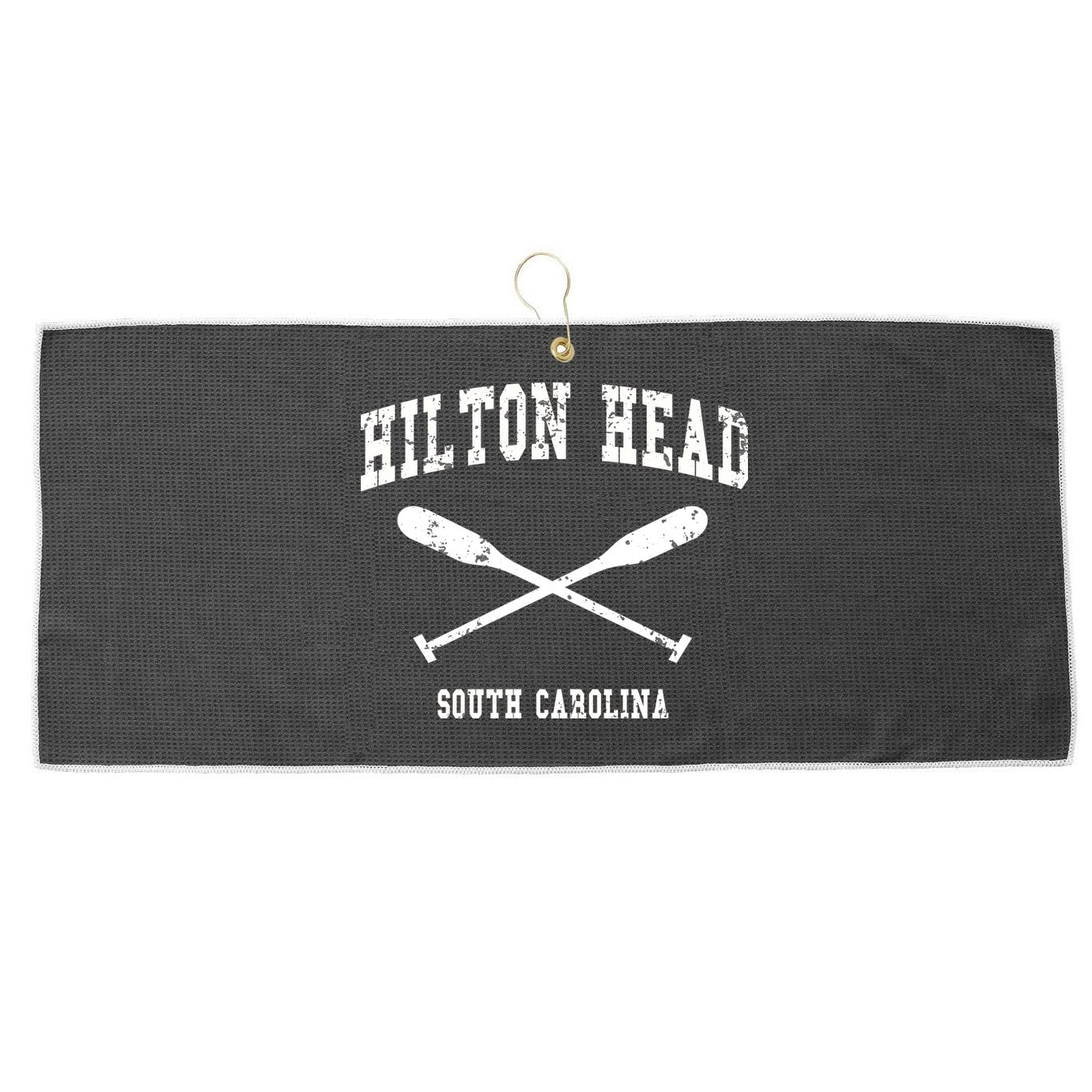 Hilton Head Island South Carolina Vintage Nautical Crossed O Funny Gift Large Microfiber Waffle Golf Towel