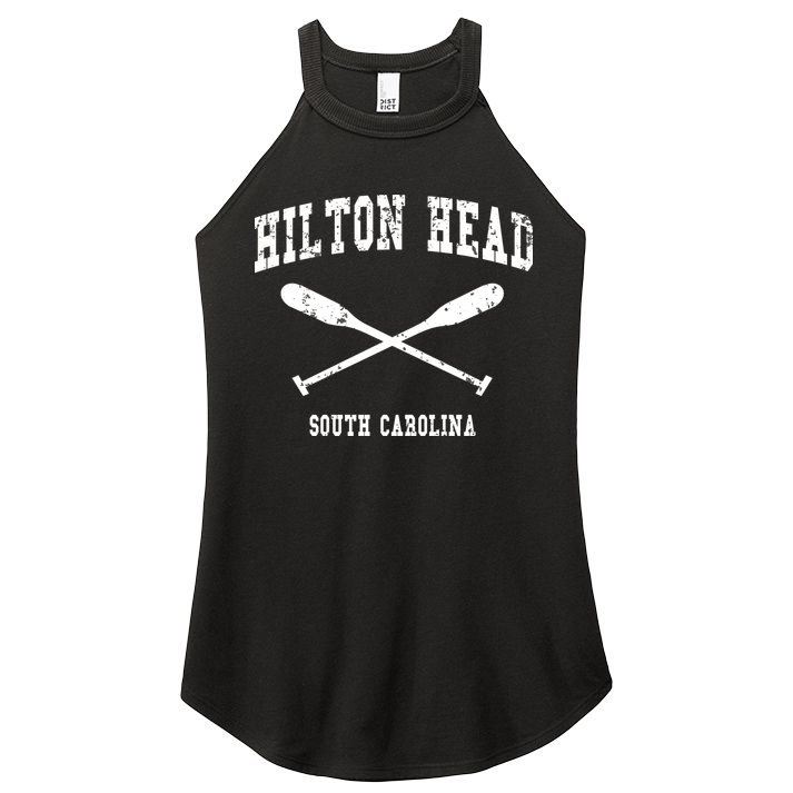 Hilton Head Island South Carolina Vintage Nautical Crossed O Funny Gift Women's Perfect Tri Rocker Tank