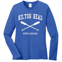 Hilton Head Island South Carolina Vintage Nautical Crossed O Funny Gift Ladies Long Sleeve Shirt