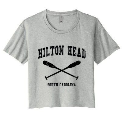 Hilton Head Island South Carolina Vintage Nautical Crossed O Funny Gift Women's Crop Top Tee